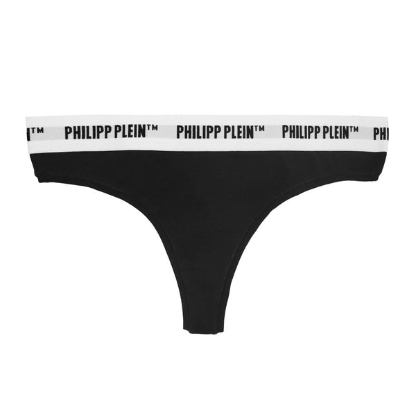 Black Cotton Women Thong Pair