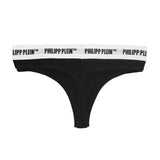 Chic Black Logo Elastic Tanga Twin-Packs