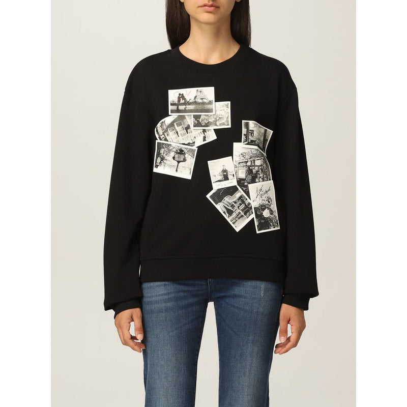 Chic Black Sweatshirt con Emblema di design