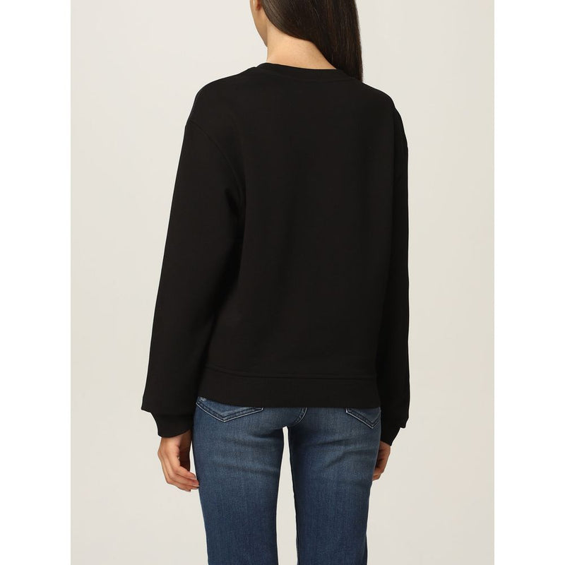 Chic Black Sweatshirt con Emblema di design