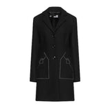 Chic Wool Blend Black Coat con dettaglio del cuore