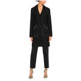 Chic Wool Blend Black Coat con dettaglio del cuore