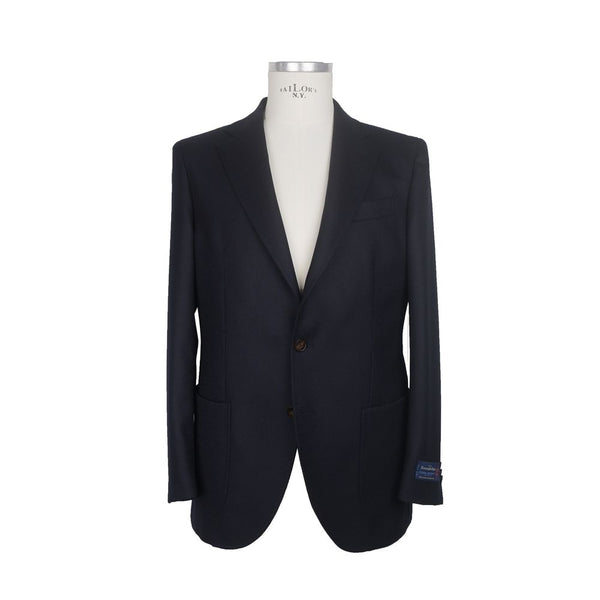 Elegante chaqueta de lana italiana azul oscuro oscuro