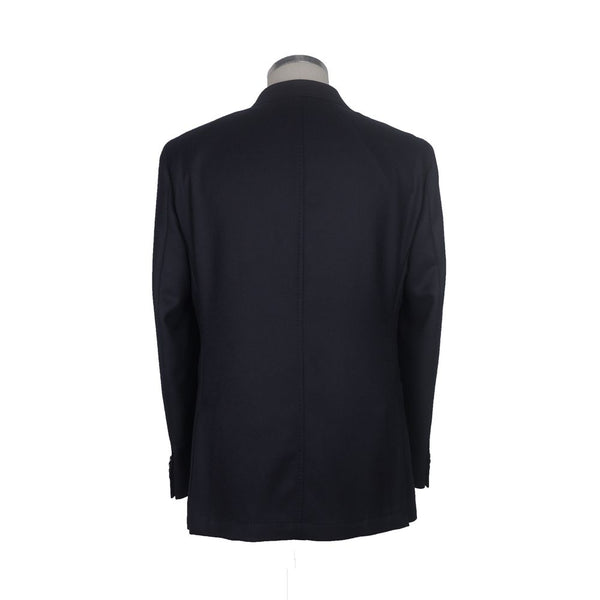 Elegante chaqueta de lana italiana azul oscuro oscuro