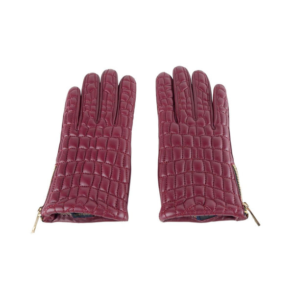 Gants élégants de la peau d'ambaisseur bordeaux