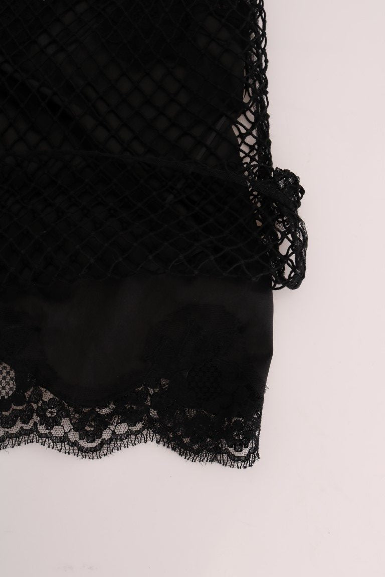 Elegante camicetta di cami senza maniche in pizzo nero