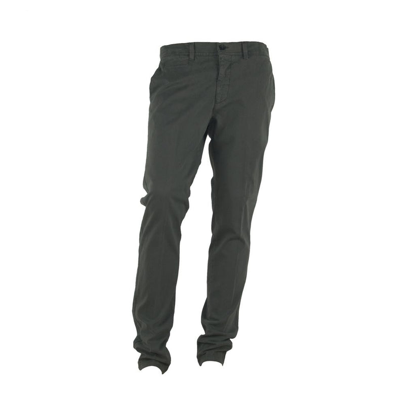 Elegantes pantalones de algodón italiano gris