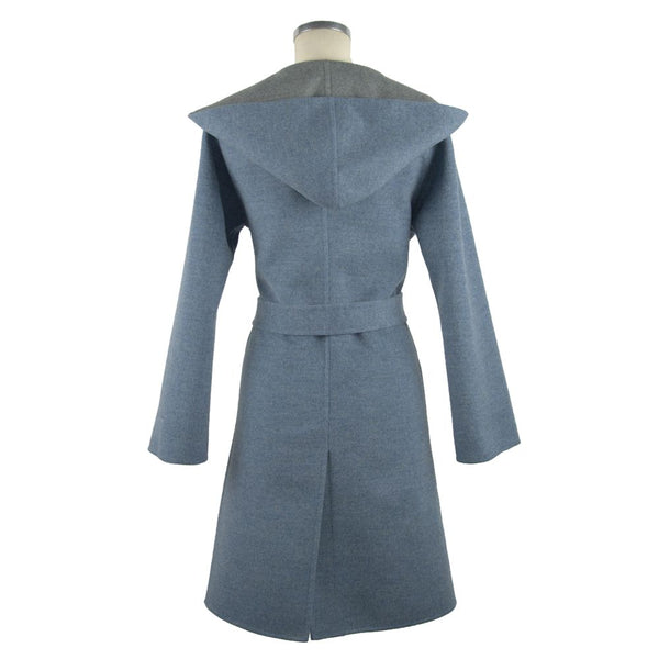 Eleganza italiana Coat di lana bicolore con cappuccio