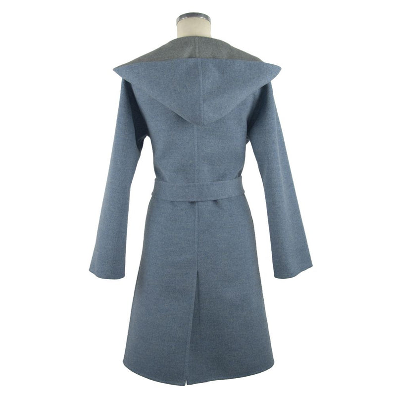 Eleganza italiana Coat di lana bicolore con cappuccio