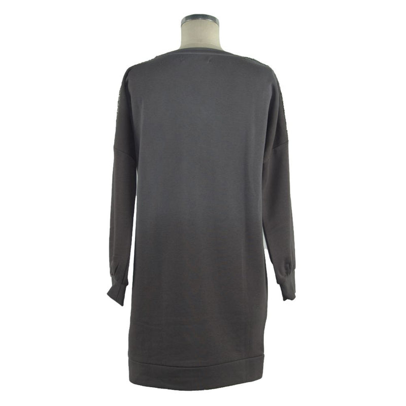 Chic Long Sleeve Sweatshirt Kleid in Grau