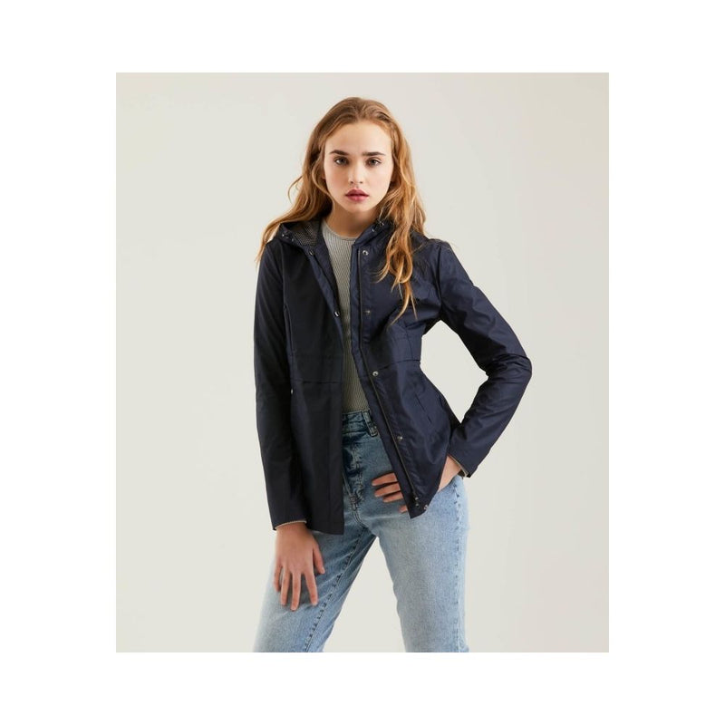 Veste en polyester bleu chic avec zip et détail de bouton