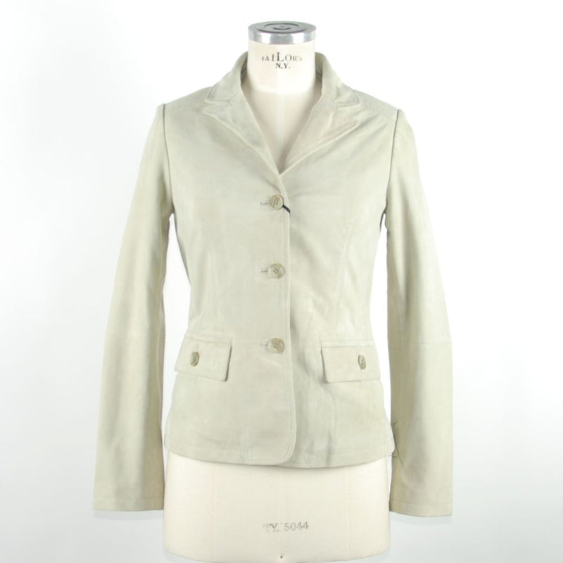 Veste en cuir blanc chic par Emilio Romanelli