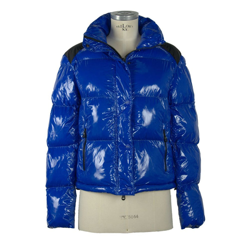 Giacca blu chic down con tocco ecologico