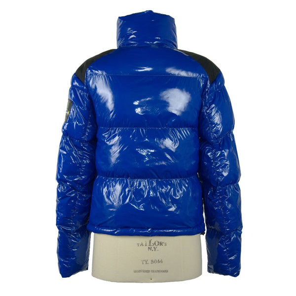 Chic Blue Down Jacket with Eco-Friendly Flair