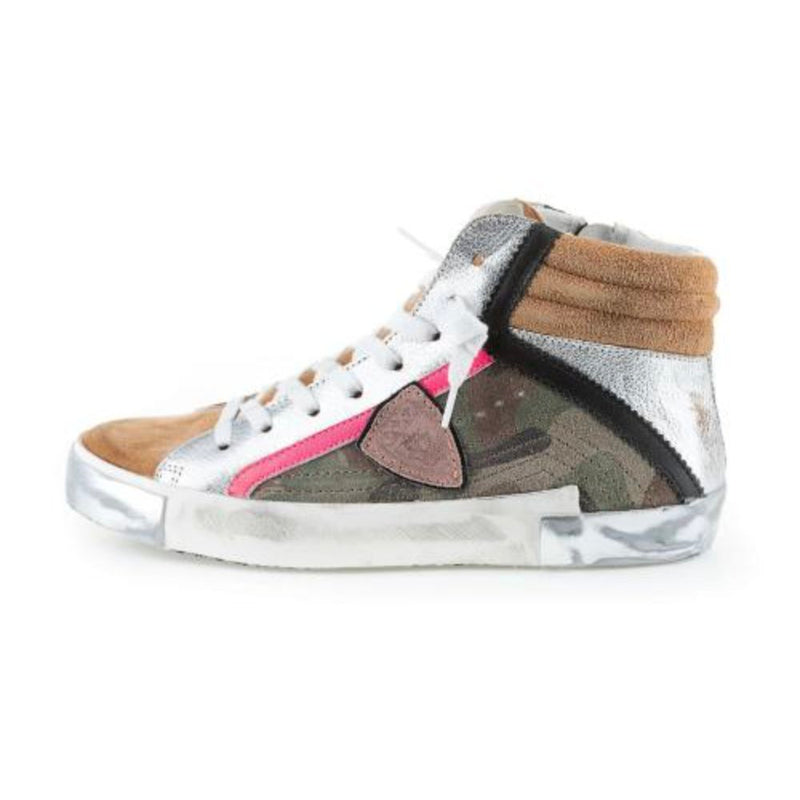 Army Green High-Top-Turnschuhe mit Lederakzenten