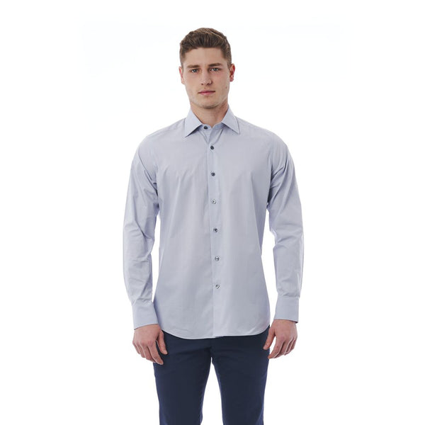 Camisa de cuello italiano gris elegante - Fit regular