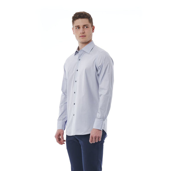 Camisa de cuello italiano gris elegante - Fit regular