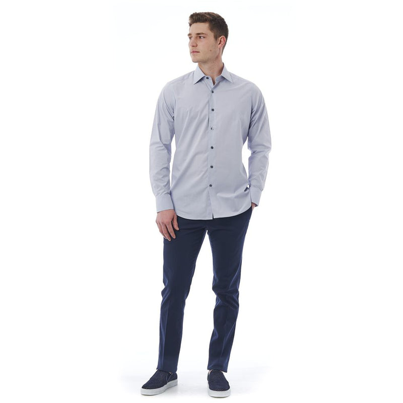 Elegante camicia da colletto italiano grigio - vestibilità regolare