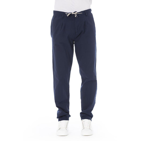 Elegante blaue Baumwoll -Chino -Hose