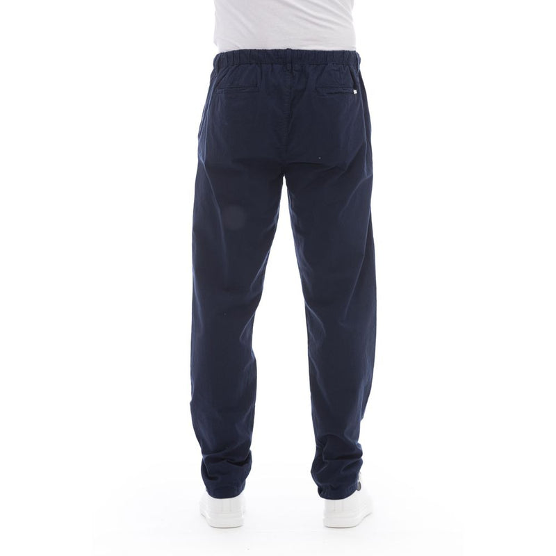 Eleganti pantaloni in chino di cotone blu