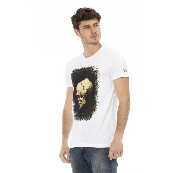 Sleek White Graphic Tee con estampado artístico