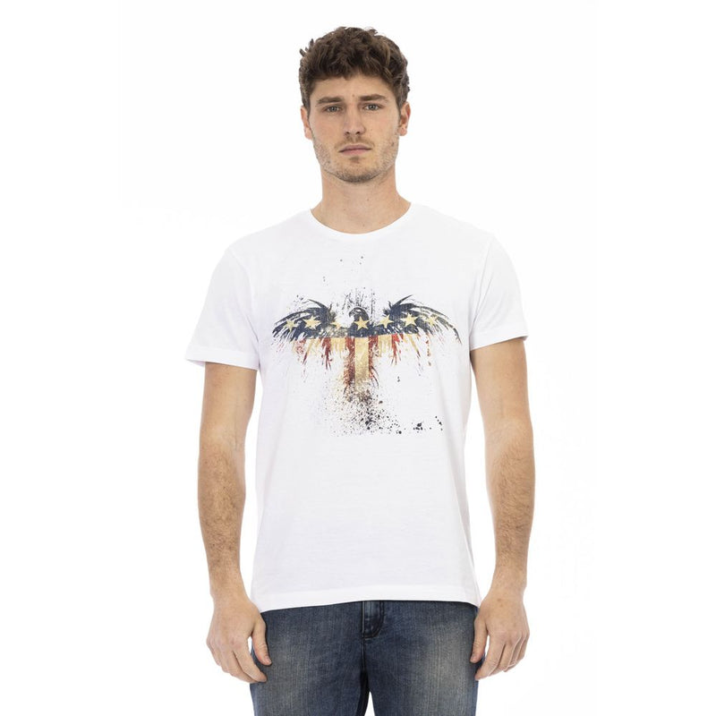 Elegante camiseta blanca con estampado frontal artístico