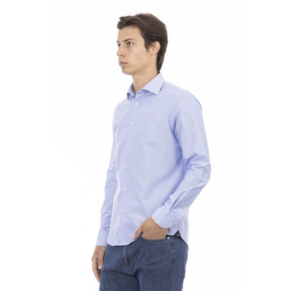 Elegante camicia di cotone azzurro