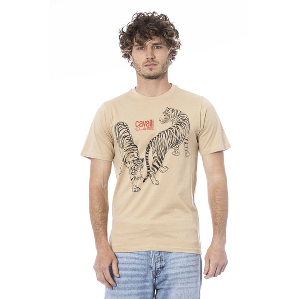 Beige Baumwoll-T-Shirt