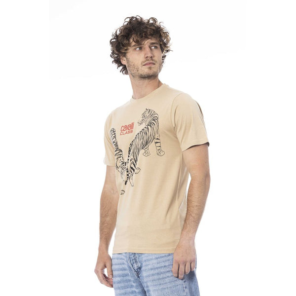 Beige Cotton Men T-Shirt