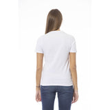 Chic White Cotton Tee με λεπτομέρειες υπογραφής