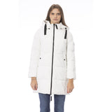 White Polyester Women Coat