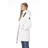 White Polyester Women Coat