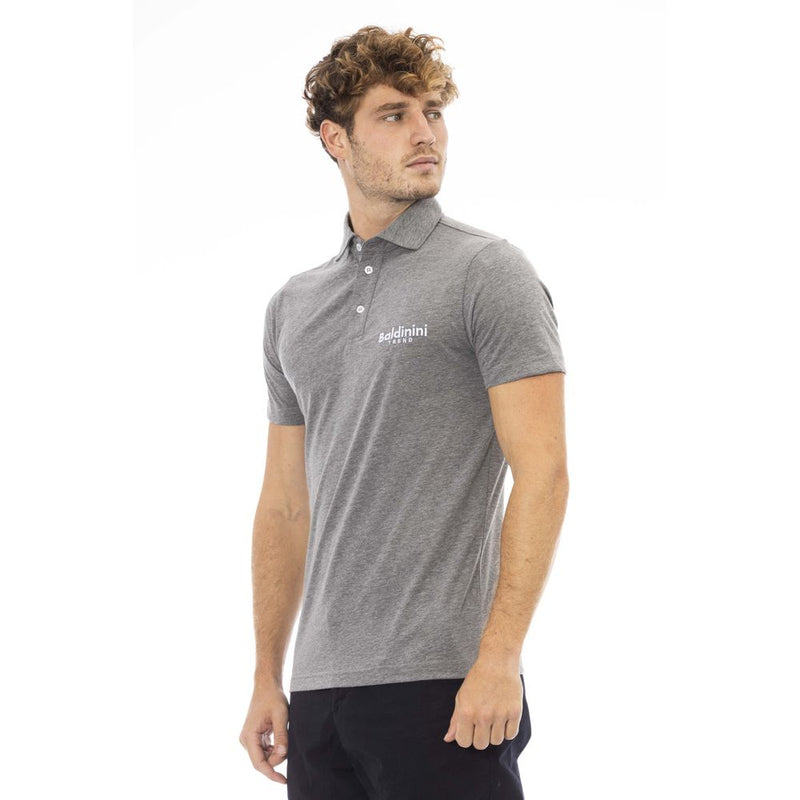 Polo en coton gris raffiné avec logo brodé