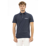 Elegante polo de algodón azul con logotipo bordado