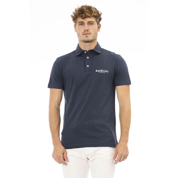 Polo en coton bleu élégant avec logo brodé