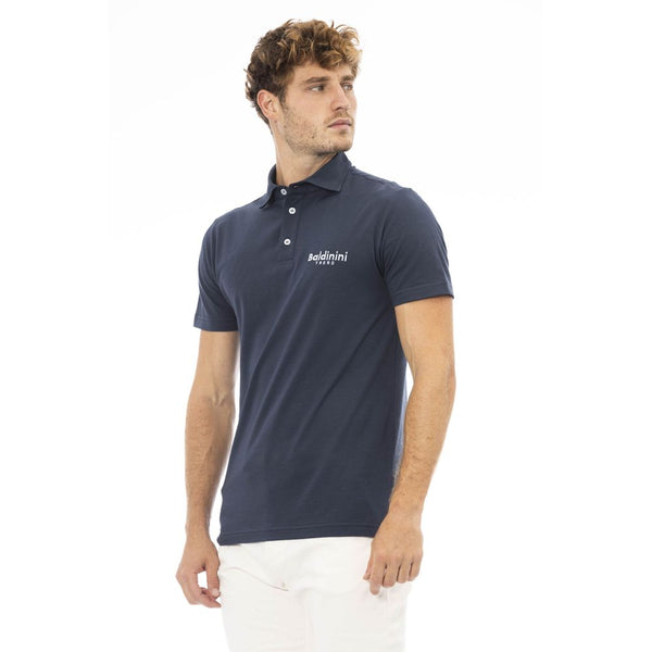 Elegante polo di cotone blu con logo ricamato