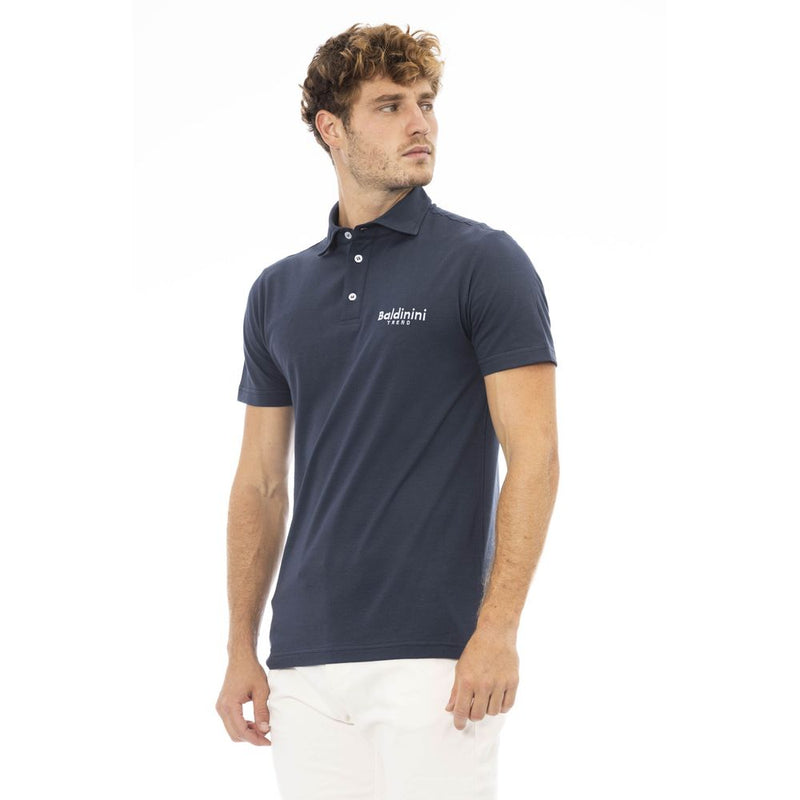 Elegante polo de algodón azul con logotipo bordado