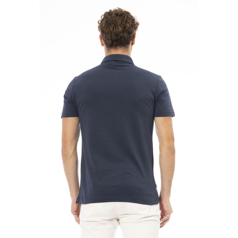 Elegante polo di cotone blu con logo ricamato