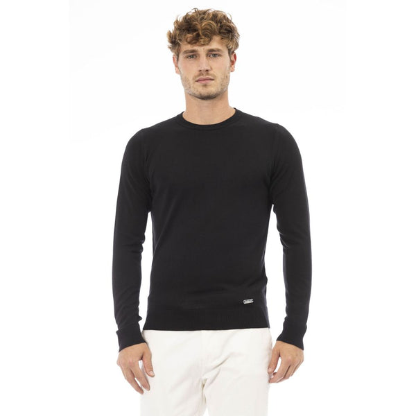 Eleganter schwarzer Crew Neck Cashmere Pullover