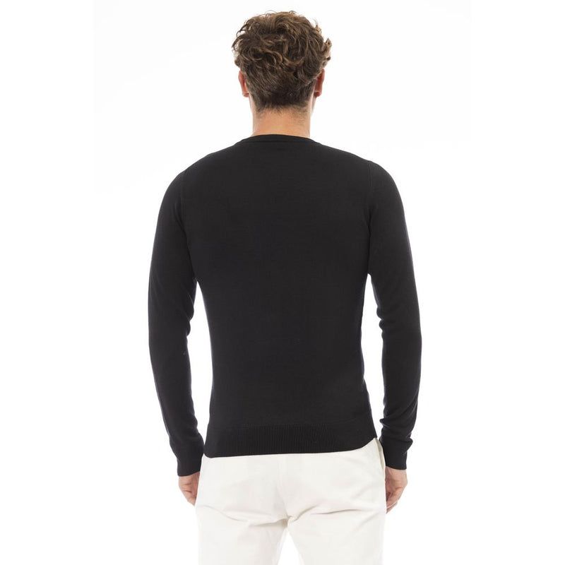 Eleganter schwarzer Crew Neck Cashmere Pullover