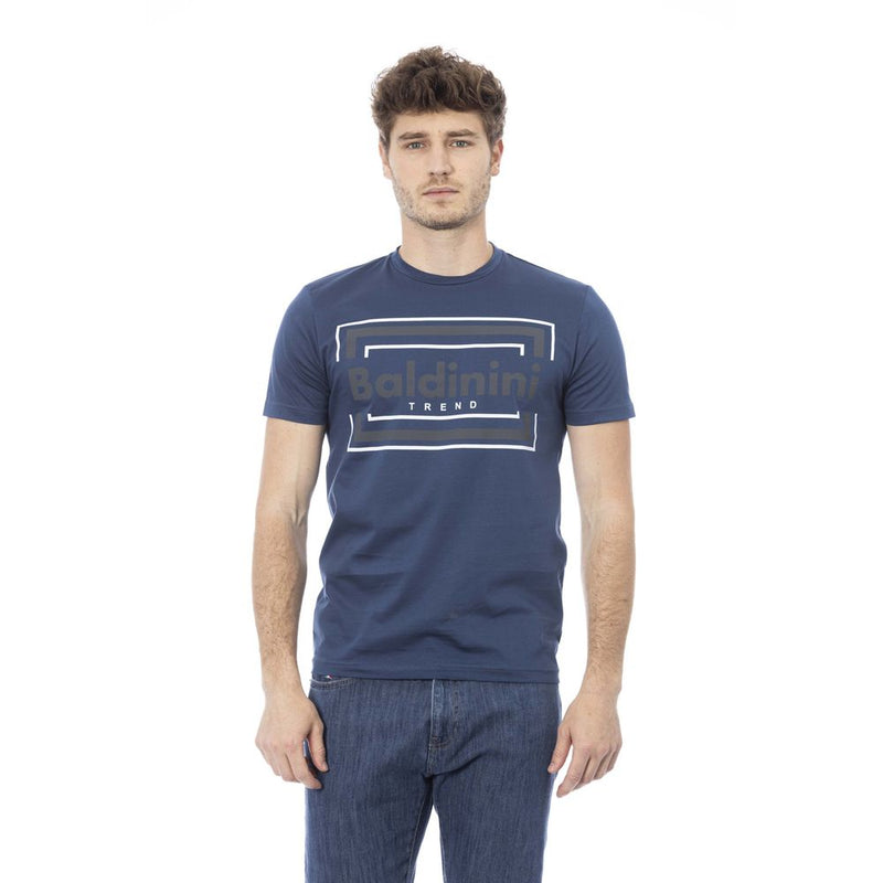 Chic Blue Baumwoll -T -Shirt mit vorderen Druck