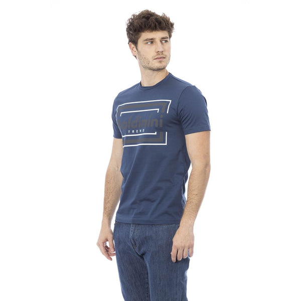 Chic Blue Baumwoll -T -Shirt mit vorderen Druck