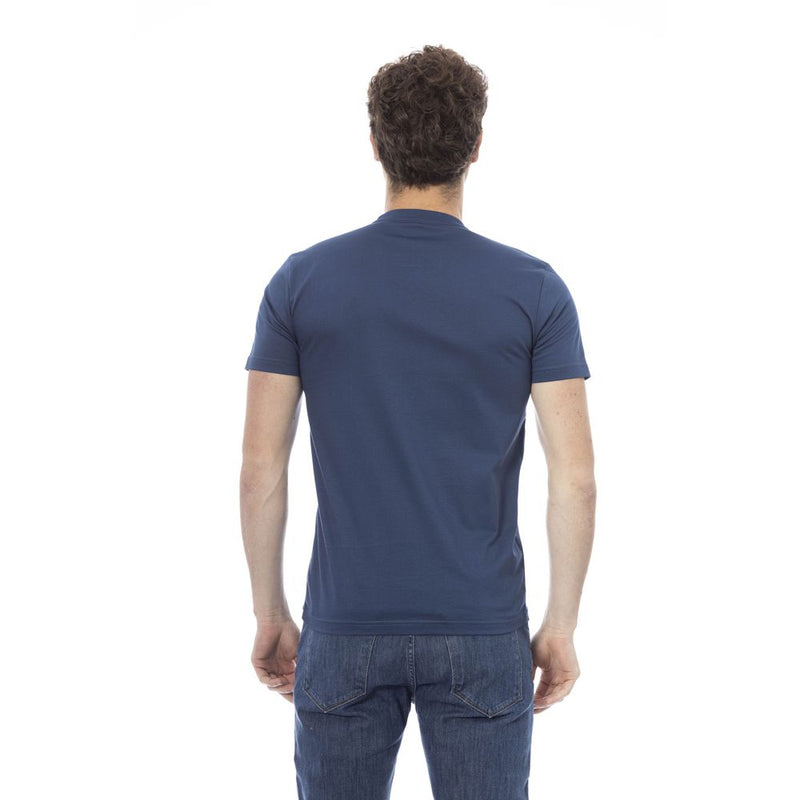 Chic Blue Baumwoll -T -Shirt mit vorderen Druck