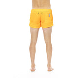 Elegante orangefarbene Schwimmshorts mit Markenband