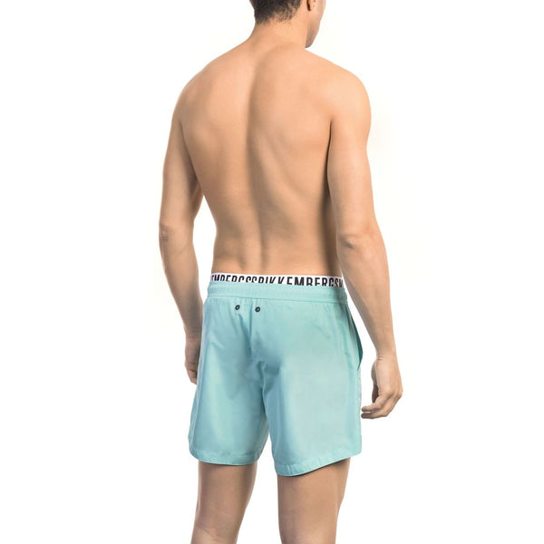 Shorts de natation bleu clair élégant avec un groupe de marque