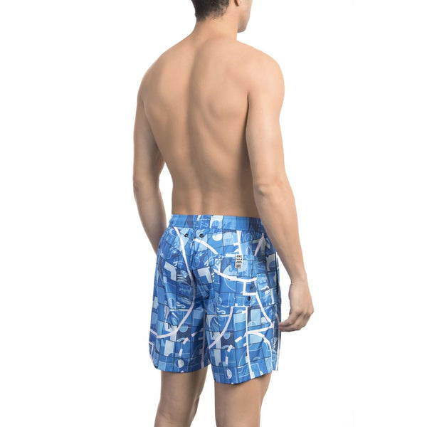 Elegantes pantalones cortos de natación azul claro