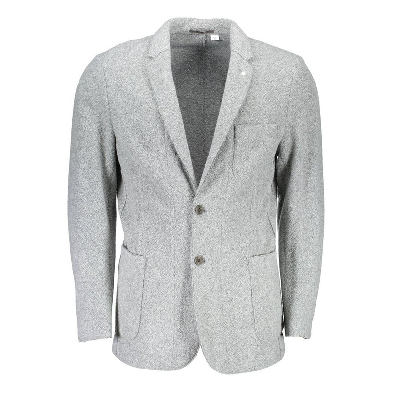 Elegant Gray Long Sleeve Classic Jacket