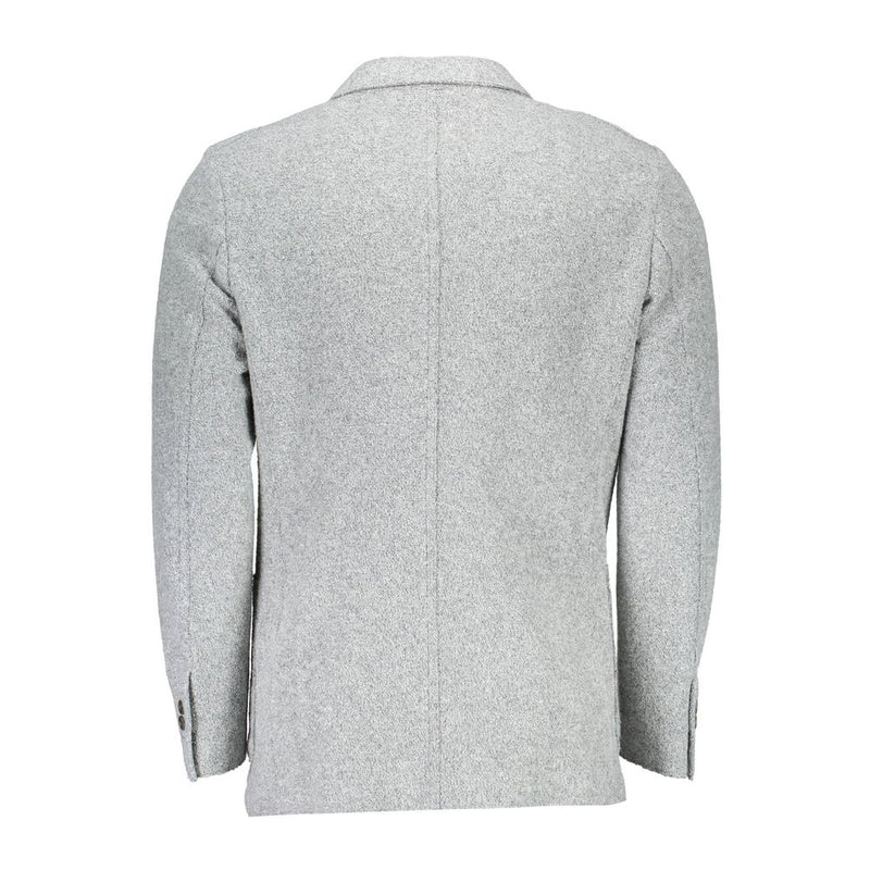 Elegante chaqueta clásica de manga larga gris gris