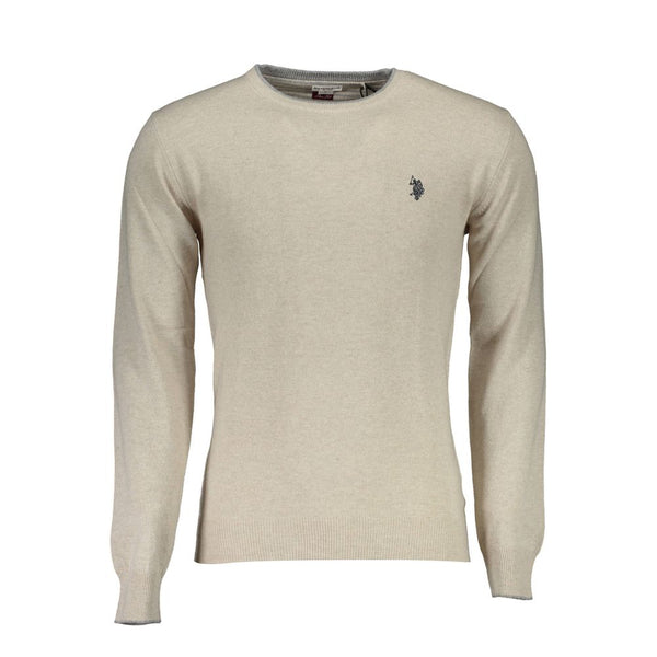 Beige Slim Wool-Cashmere-Mischpullover