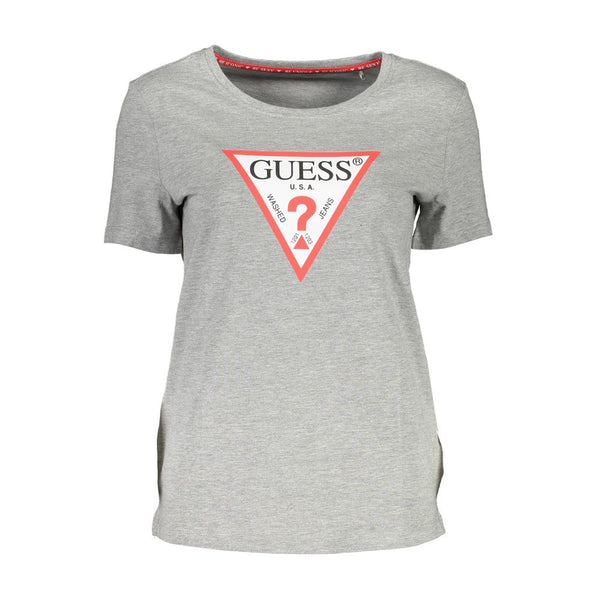 Chic Gray Printed Logo Tee